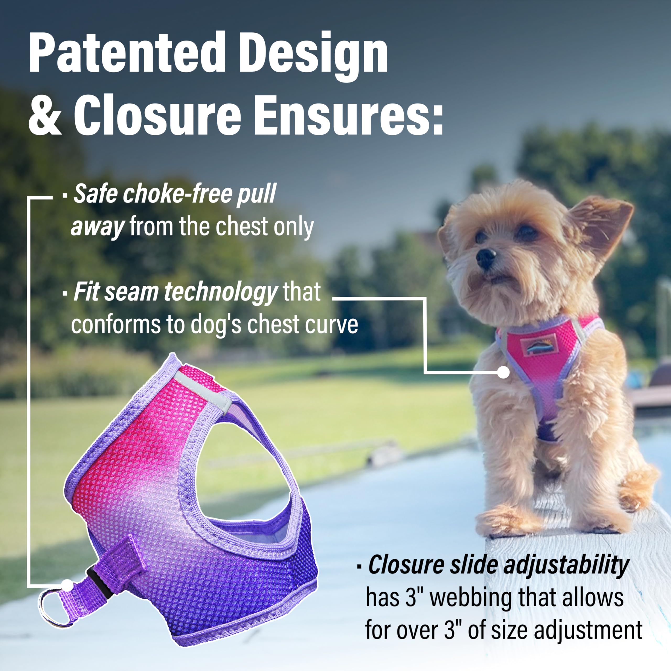 Doggie Design No Choke Dog Harness - Breathable Mesh Polyester Pet Vest, Easy Step-in Design for Small Medium Large Dogs - Raspberry Sundae Color | Perfect for Walking, Training & Outdoor Adventures