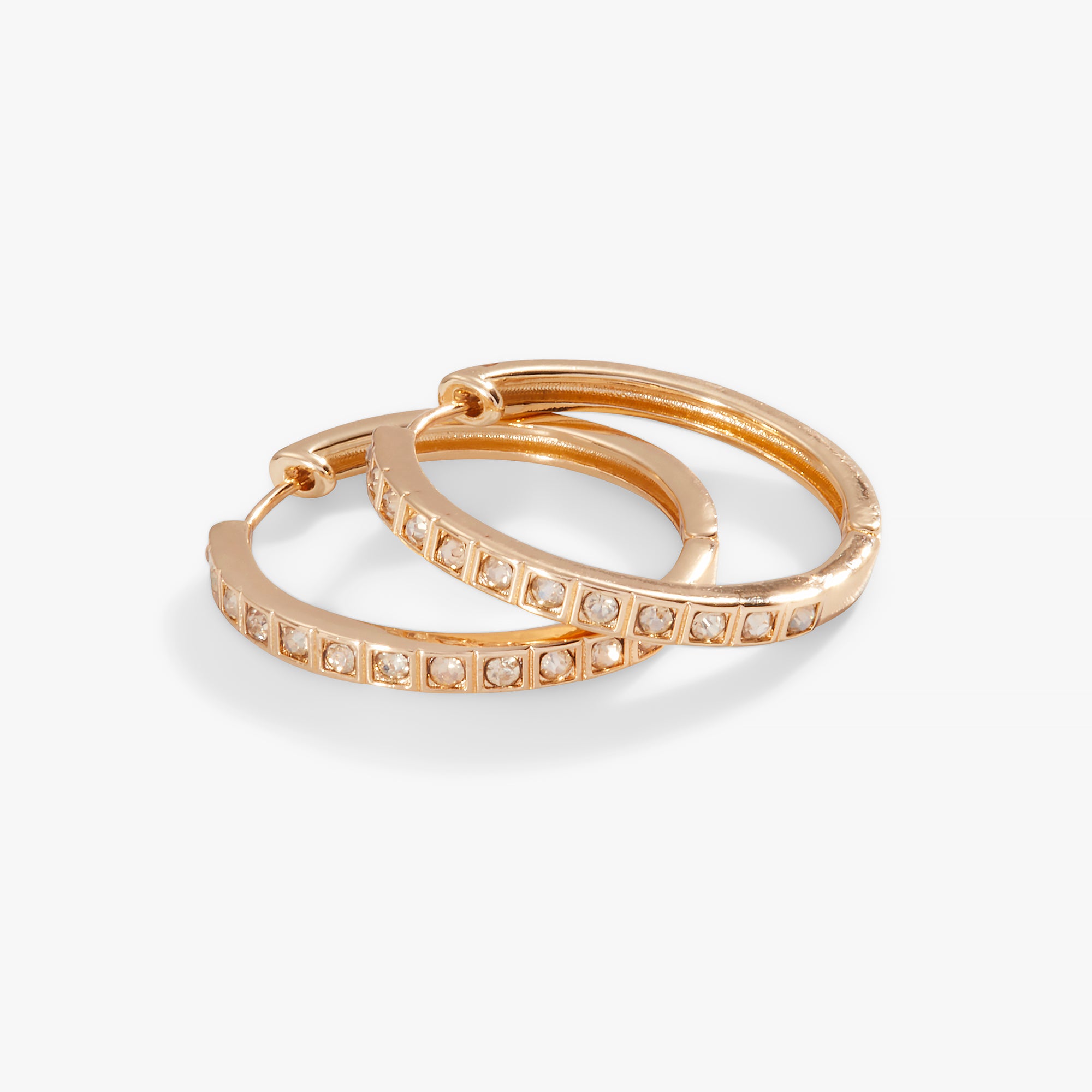 Champagne Crystal Medium Hoop Earrings for Women - Elegant Dangle Earrings for Party, Wedding & Everyday Wear