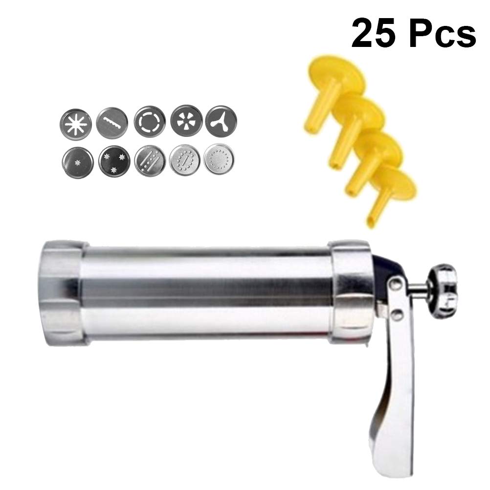 DIY Cookie Press Machine - Stainless Steel Cookie Maker with 12 Nozzles for Homemade Cookies, Crackers & Desserts | Perfect for Baking, Cake Decorating & Sugarcraft | Ideal for Holidays, Parties & Gift Giving