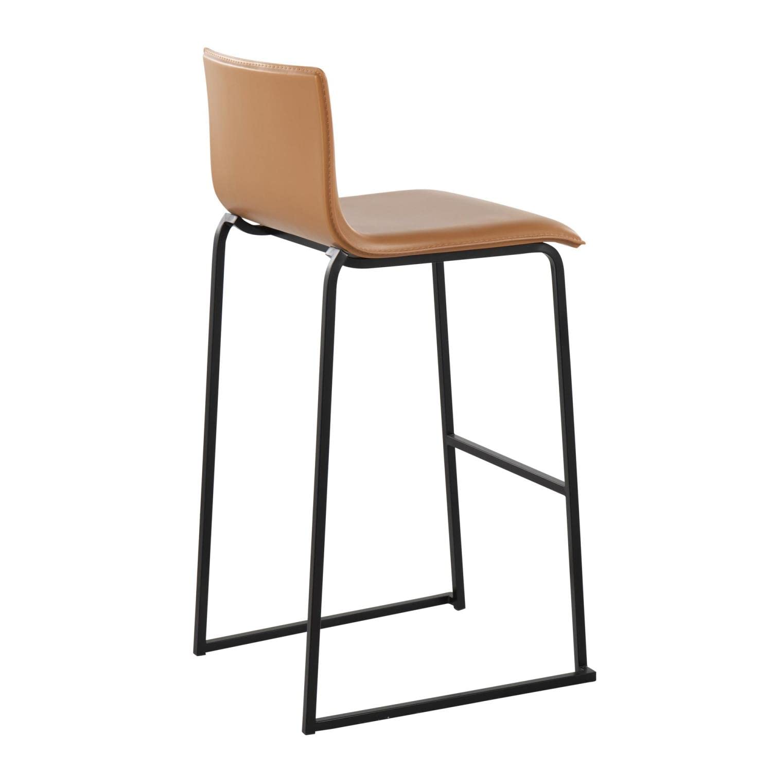LumiSource Mara Bar Stool Set of 2 - Modern Black Counter Height Bar Chairs with Back Support - Perfect for Kitchen Island, Breakfast Nook & Home Bar Decor