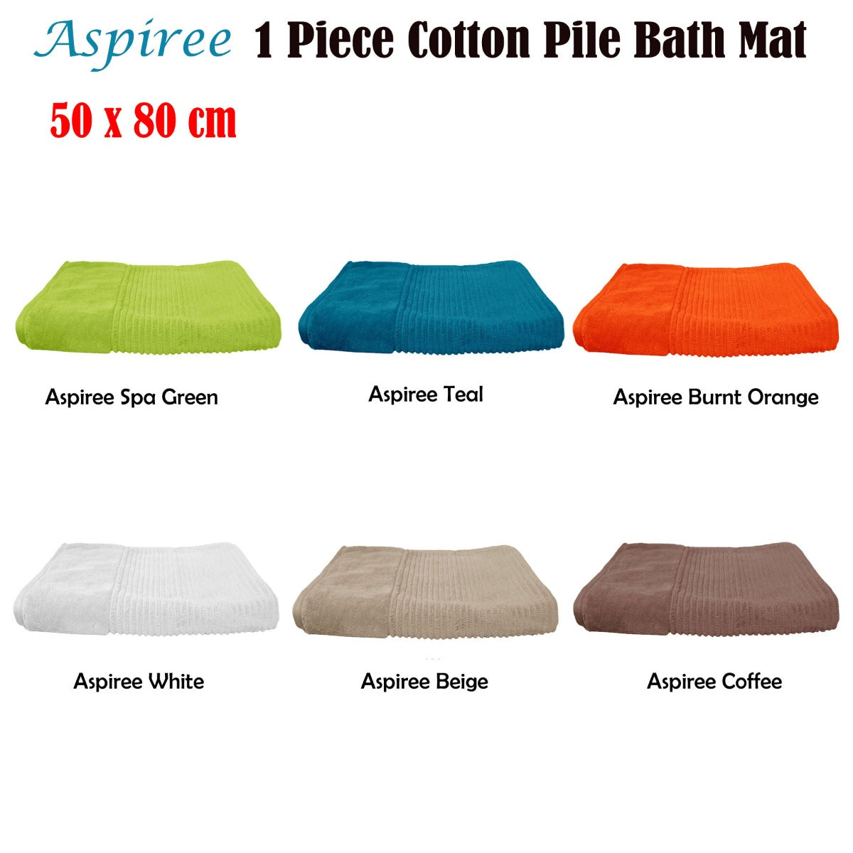 Aspiree 100% Cotton Bath Mat - Ultra Soft 1000GSM, 50x80cm, Spa Green - Absorbent & Quick-Dry for Bathroom, Spa, and Home Decor