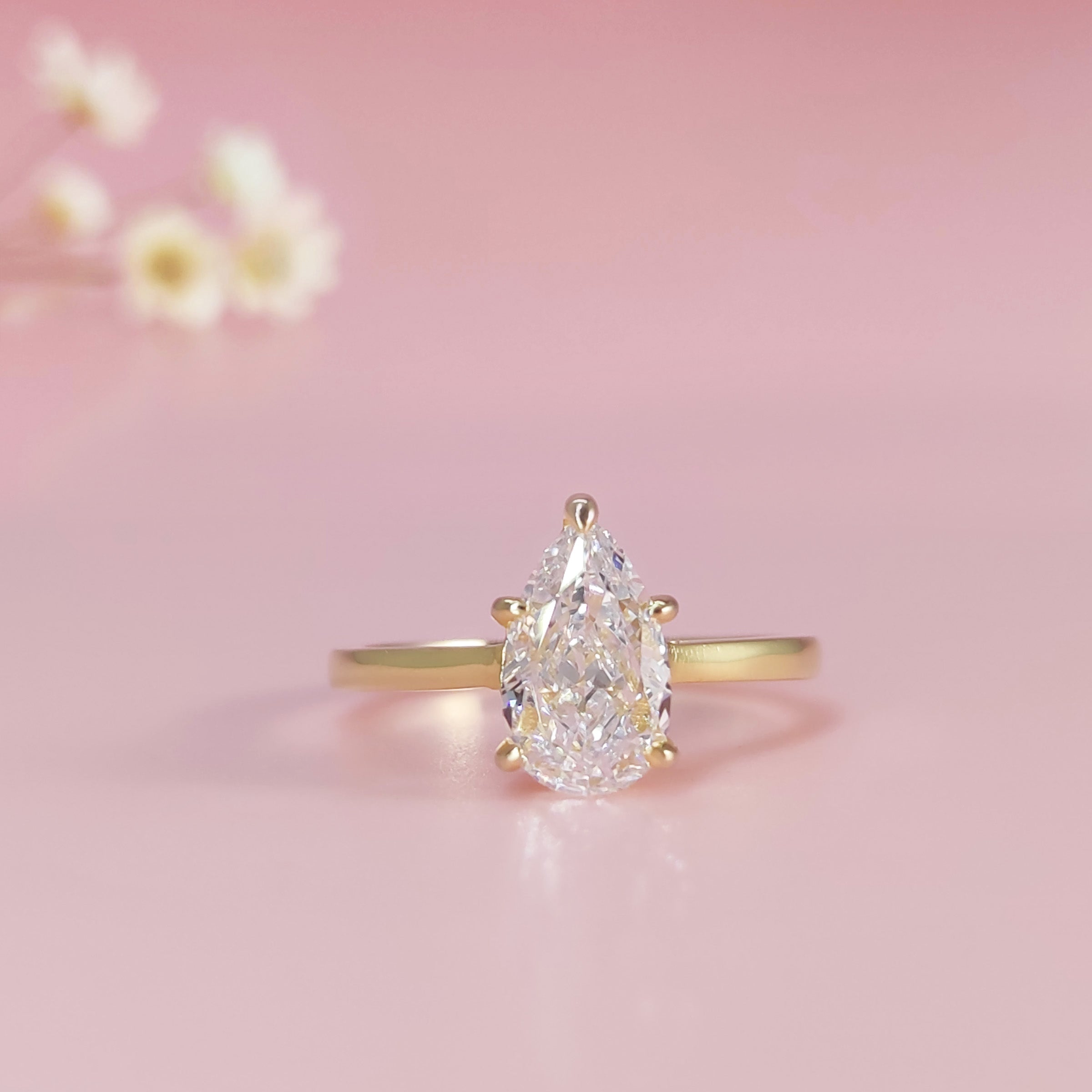 Luminous Lily: Pear Cut Moissanite Ashes Ring for Women - Elegant Memorial Jewelry for Loved Ones | Perfect for Remembrance, Sympathy Gifts & Special Occasions