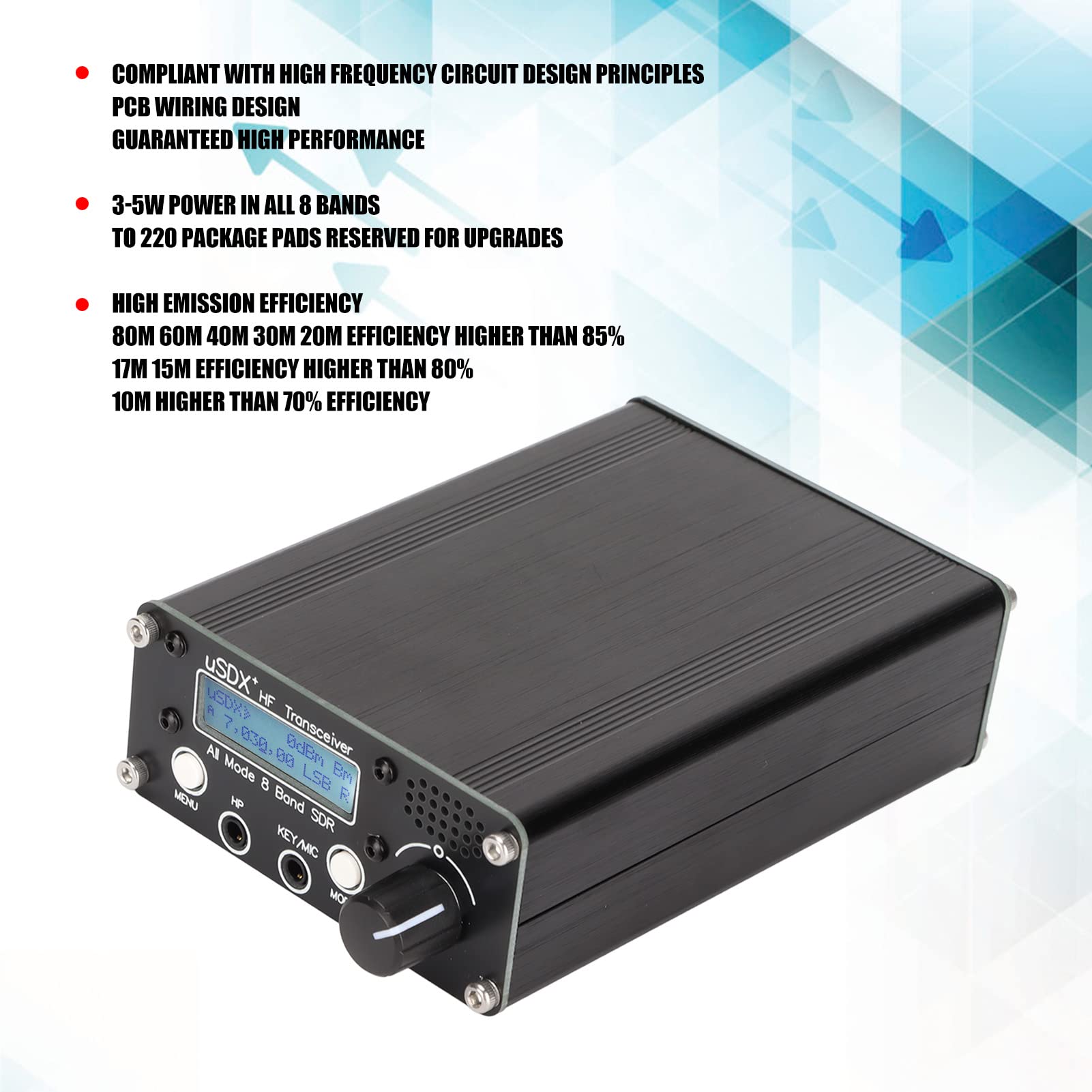 USDR USDX SDR Transceiver - 8 Band Full Mode HF SSB QRP Radio Transceiver for Amateur Radio, Signal Receiving & Emergency Communication | Portable Ham Radio for Field Operations, Camping & Disaster Preparedness