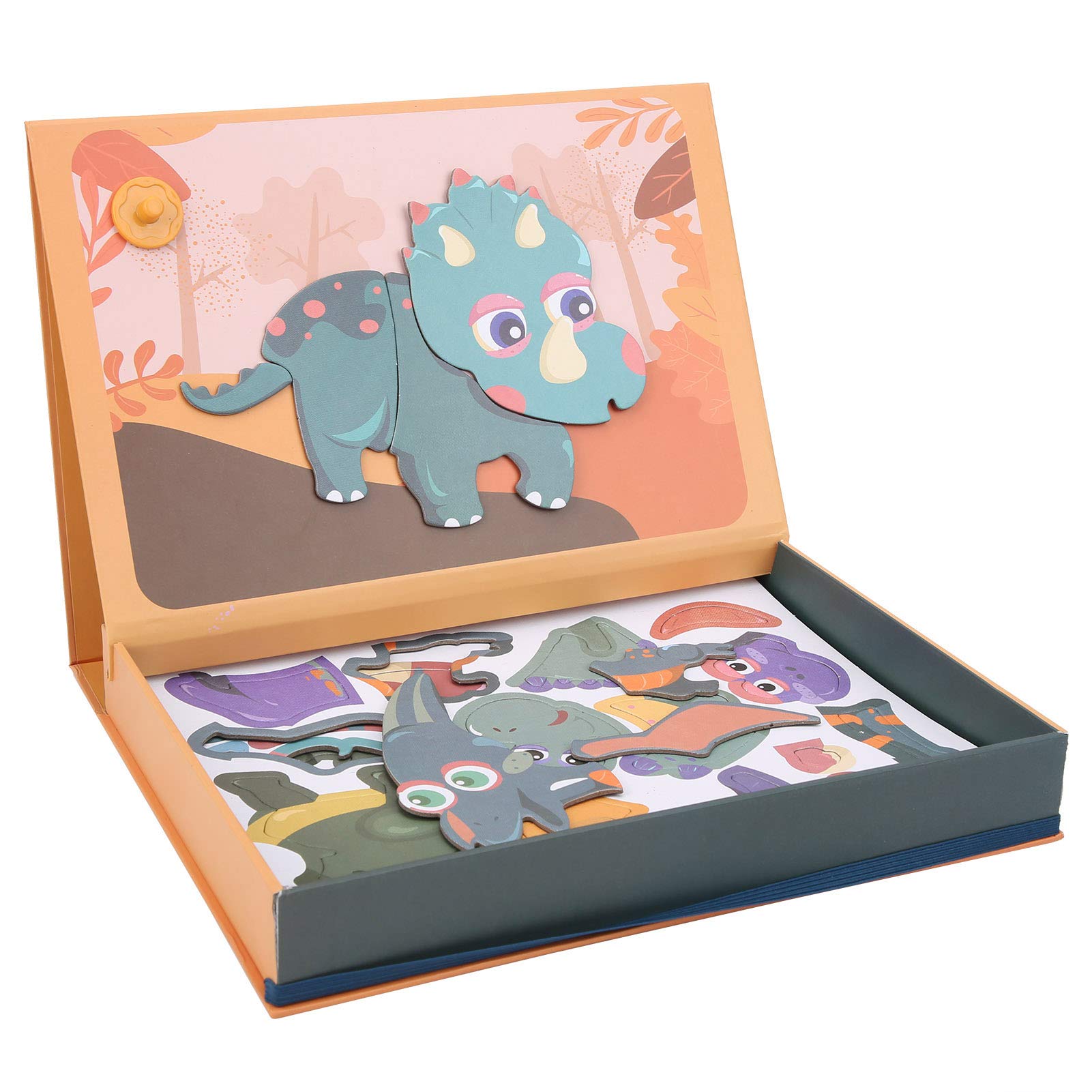 Dinosaur Magnetic Puzzle Toy - Portable & Foldable Jigsaw Puzzle for Kids & Adults - Perfect for Family Travel, Road Trips & Indoor Play