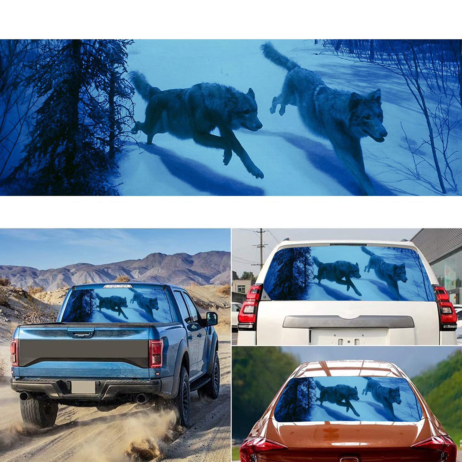 Premium Perforated Vinyl Rear Window Decal Sticker - Wolf Design for Trucks, SUVs, Vans & Pickups (65x22 inches) | Custom Car Window Graphic for Off-Road Adventures & Outdoor Enthusiasts