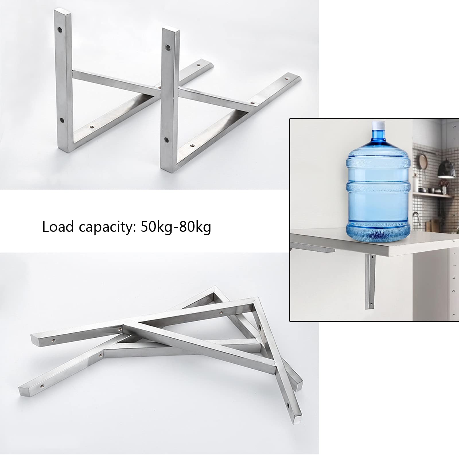 Heavy Duty Shelf Brackets 2 Pack - 150kg Load Capacity Metal Wall Brackets for Floating Shelves - 16/18/20/22 Inch Triangle Shelving Brackets with Hardware - Perfect for Home Storage, Garage Organization & Display Shelves