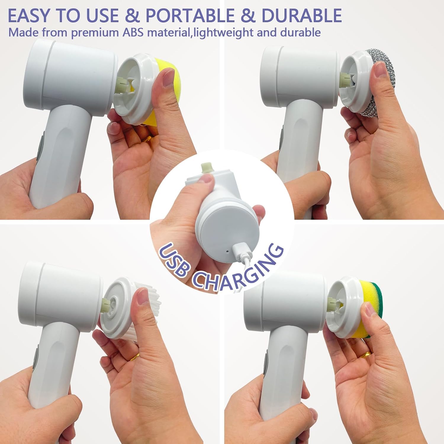 Electric Spin Scrubber with 6 Brush Heads - Powerful Cordless Cleaning Tool for Shower, Bathtub, Tile, Floor, Sink & Kitchen | Perfect for Bathroom Deep Cleaning, Window Washing & Household Surfaces