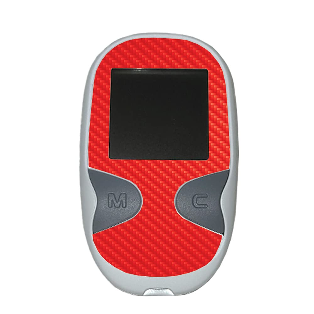 MightySkins Carbon Fiber Skin for Care Touch Glucose Meter - Solid Red | Protective & Durable Textured Cover | Easy to Apply & Remove | Made in USA | Perfect for Diabetic Patients & Daily Glucose Monitoring
