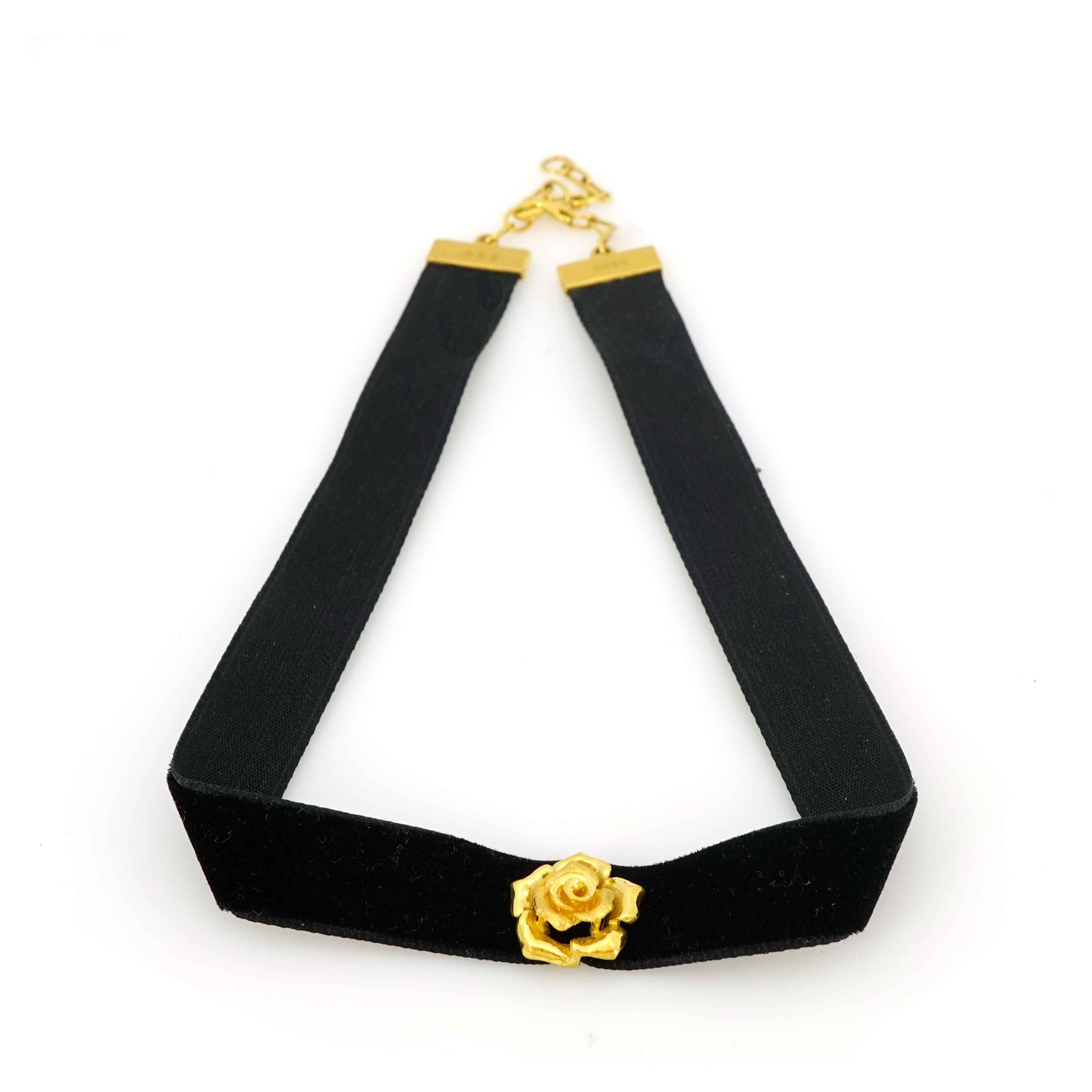 24K Gold Plated Choker Necklace with Rose Pendant - Elegant Layering Jewelry for Women, Perfect for Weddings, Parties & Date Nights