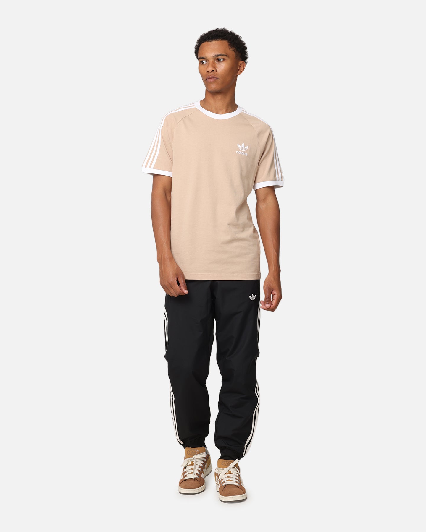 Adidas Classics 3 Stripes T-Shirt for Men - Magic Beige Cotton Casual Tee | Streetwear, Gym & Everyday Wear