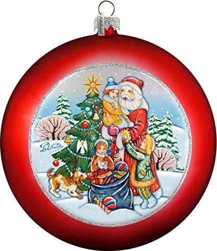 G. Debrekht Christmas Glass Ornaments Set of 3 - Elegant Blue Handmade Baubles for Holiday Tree Decorations | Perfect for Xmas, Home, Party & Gift Giving