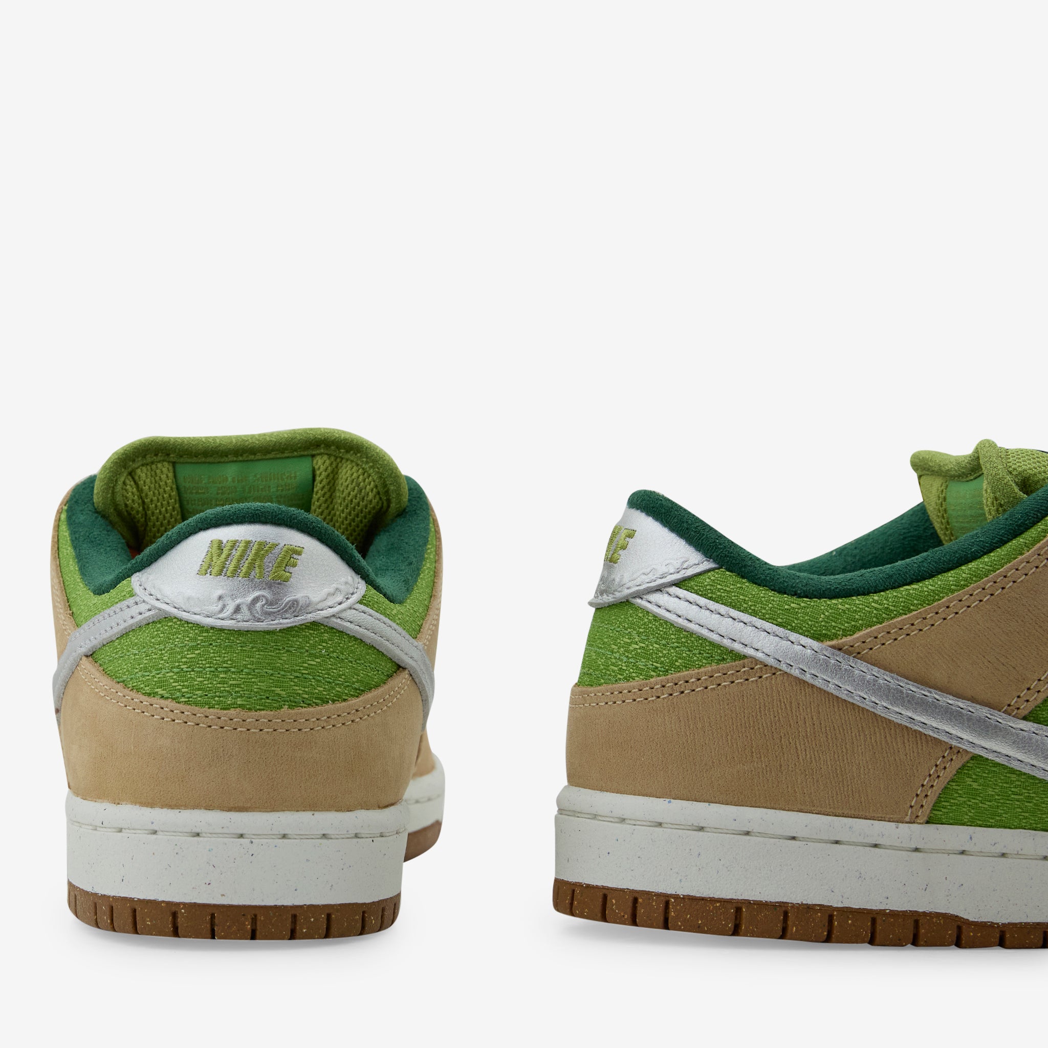 Nike Dunk Low Pro SB Sneakers - Sesame, Metallic Silver & Pear Colorway | Skateboarding, Casual Wear & Street Style Fashion