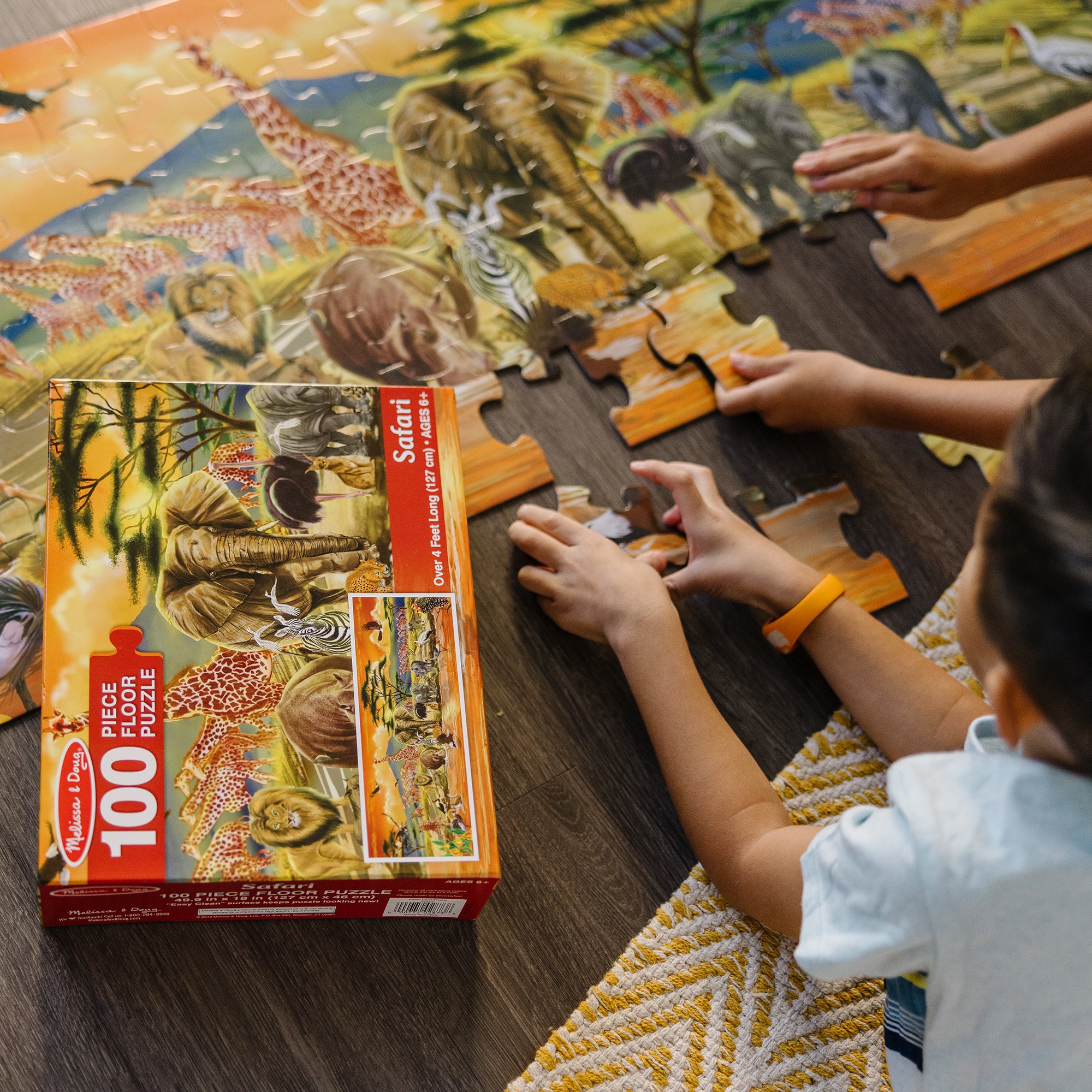 100-Piece Safari Floor Puzzle for Kids - Wild Animal Jigsaw Puzzle for Learning & Play - Perfect for Classroom, Playroom & Family Game Night
