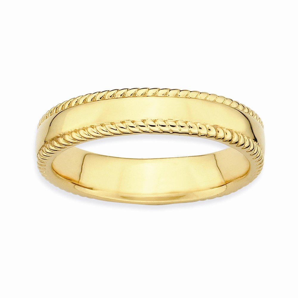 14K Gold Plated Sterling Silver Ring - Size 6 | Elegant Stackable Band for Women, Perfect for Everyday Wear, Gift Giving & Special Occasions