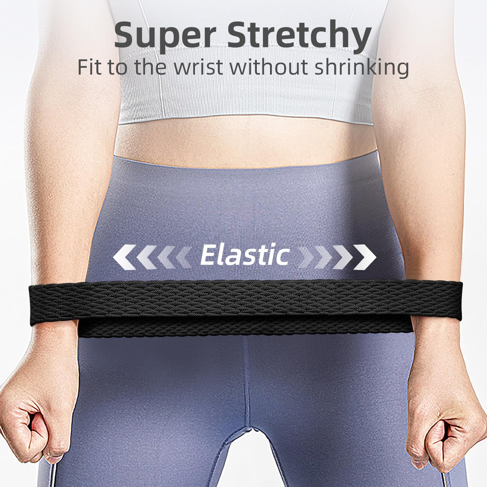 Stretchy Braided Solo Loop Band for Apple Watch 38mm 40mm 41mm 42mm 44mm 45mm 49mm - Soft Adjustable Nylon Strap Compatible with iWatch Series 9/8/7/6/5/4/3/2/1/SE/Ultra/Ultra 2 - Comfortable Sport & Everyday Wear for Men & Women
