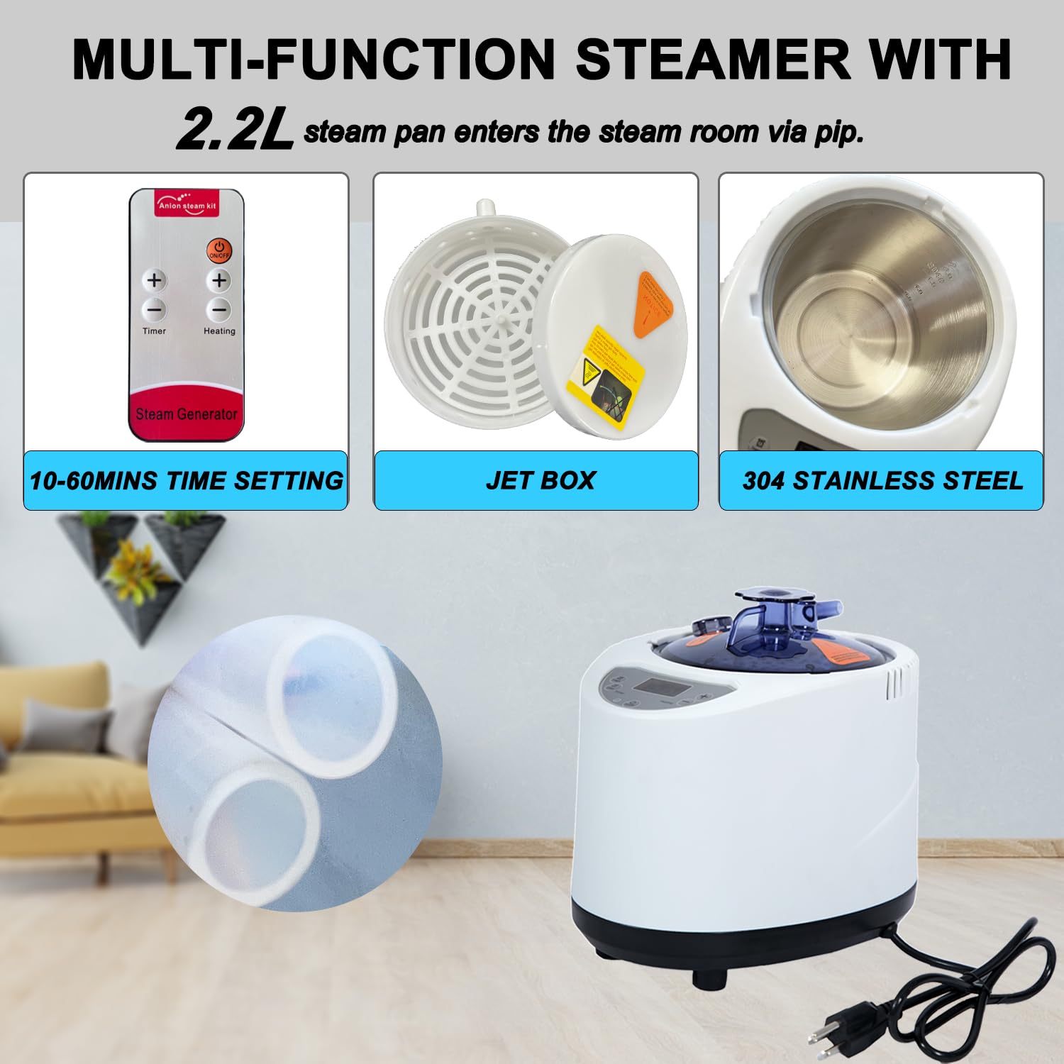 Foldable Portable Steam Sauna Tent for Home Spa - 1000W 2.2L Steamer with Remote Control, Includes Folding Chair (Gray) - Perfect for Relaxation, Detox & Weight Loss at Home