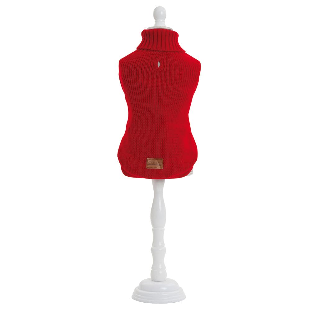 CROCI Seville Turtleneck Sweater for Women - 50cm Long Red Knit Pullover | Winter Warm Fashion Top for Office, Date Night & Holiday Outfits