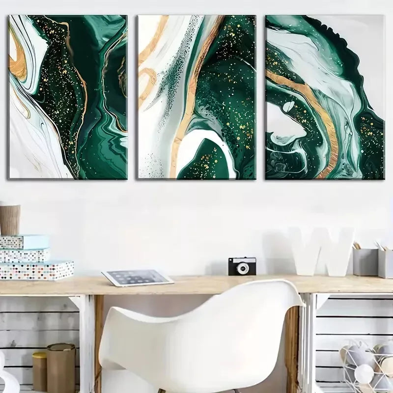 3-Piece Marble Pattern Abstract Ink Wall Art Set - Framed Canvas 40x60cm (16x24in) | High Quality Print | 100% Australian Made | Ready to Hang | Perfect for Living Room, Bedroom & Office Decor