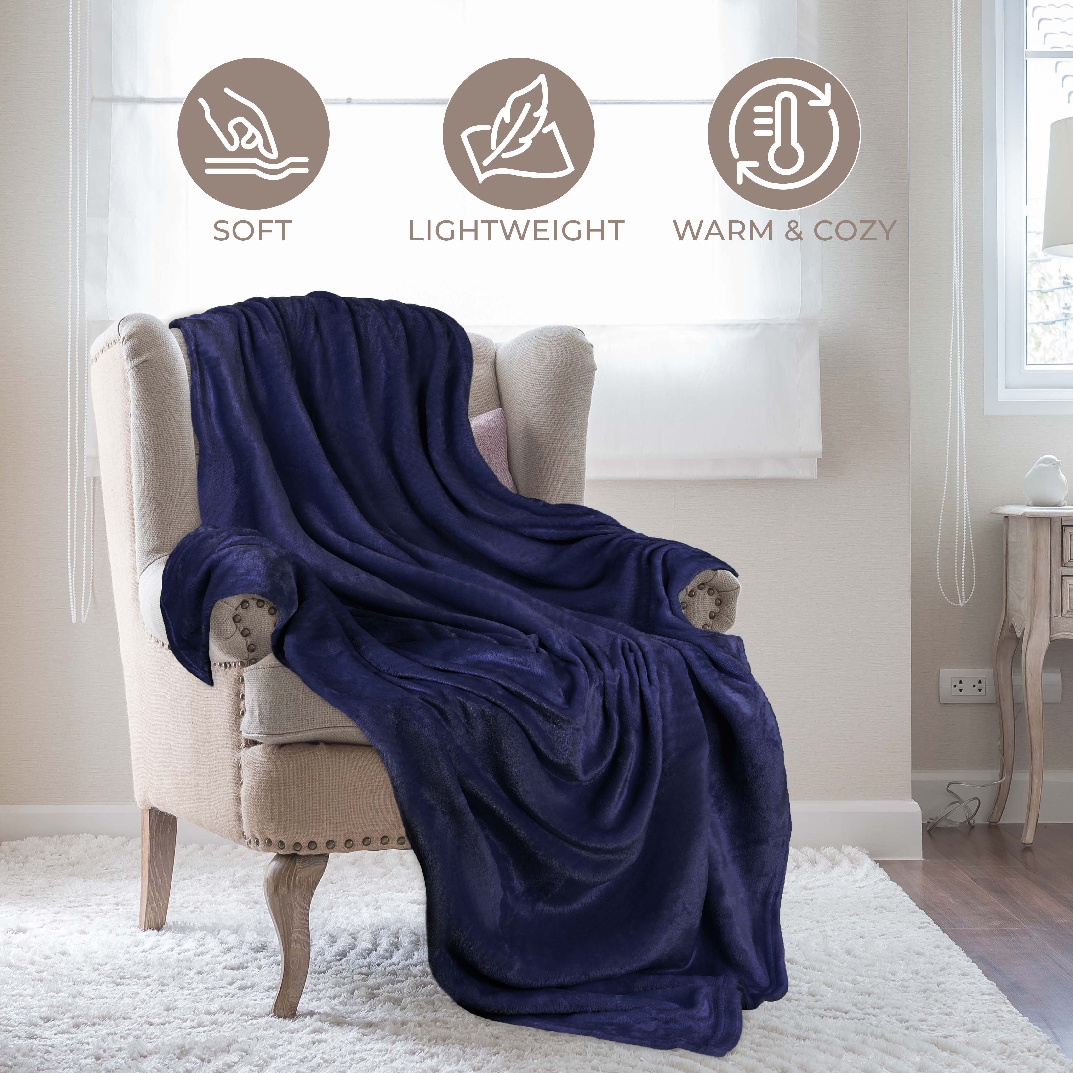 Soft Fleece Plush Blanket - Medium Weight Fluffy Cozy Throw for Couch, Bed & Home Decor - Perfect for Winter, Gifts & Relaxation