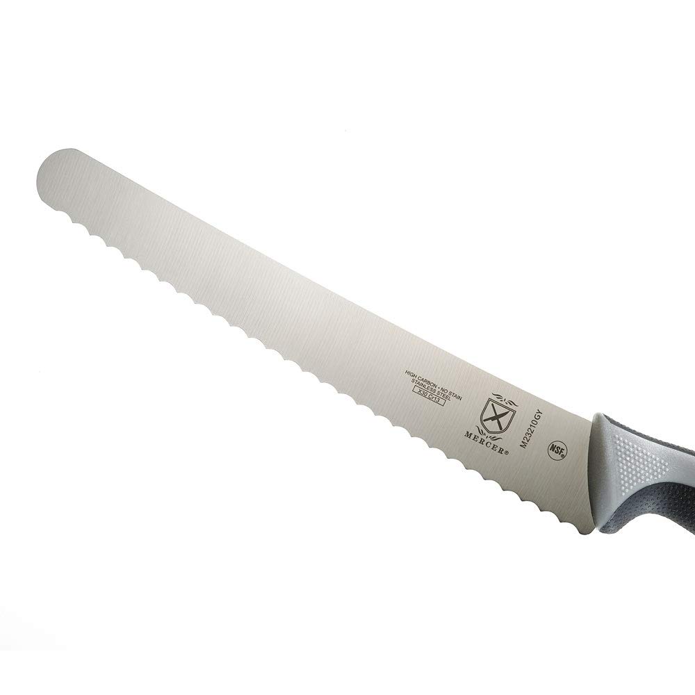 Mercer Culinary Millennia 10-Inch Wavy Edge Stainless Steel Bread Knife - Professional Gray Kitchen Knife for Slicing Bread, Cakes & Pastries - Perfect for Bakeries, Restaurants & Home Baking