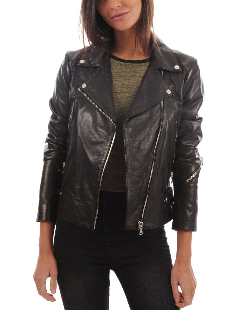 Women's Real Leather Motorcycle Jacket - Crispy Black Bomber Style for Riding & Fashion | Perfect for Bikers, Outdoor Adventures & Casual Wear