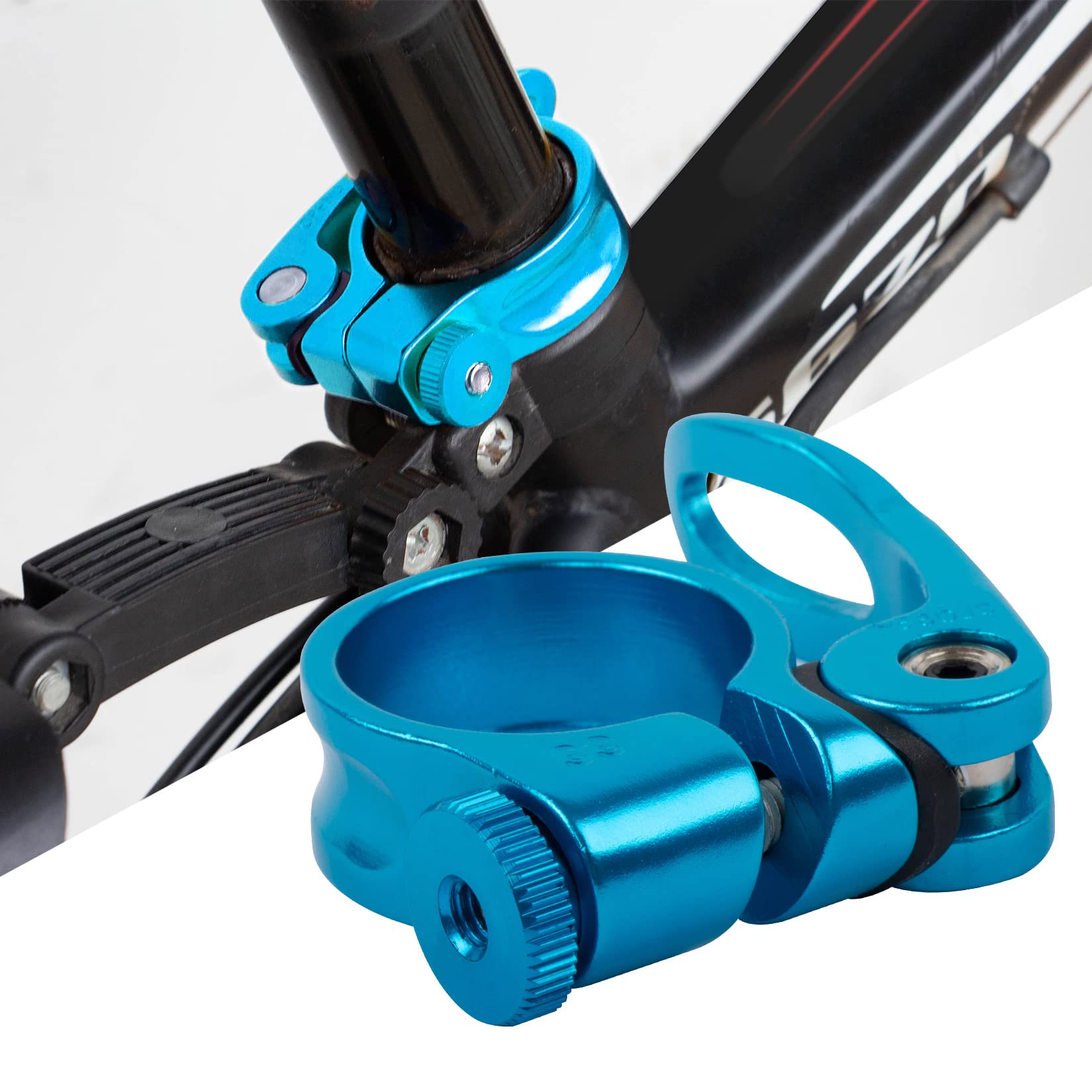 PSLER 28.6mm Bike Seat Post Clamp Quick Release - Mountain, Road & Casual Bicycle Seatpost Clamp (Blue) | Perfect for MTB, Commuting & Cycling Upgrades