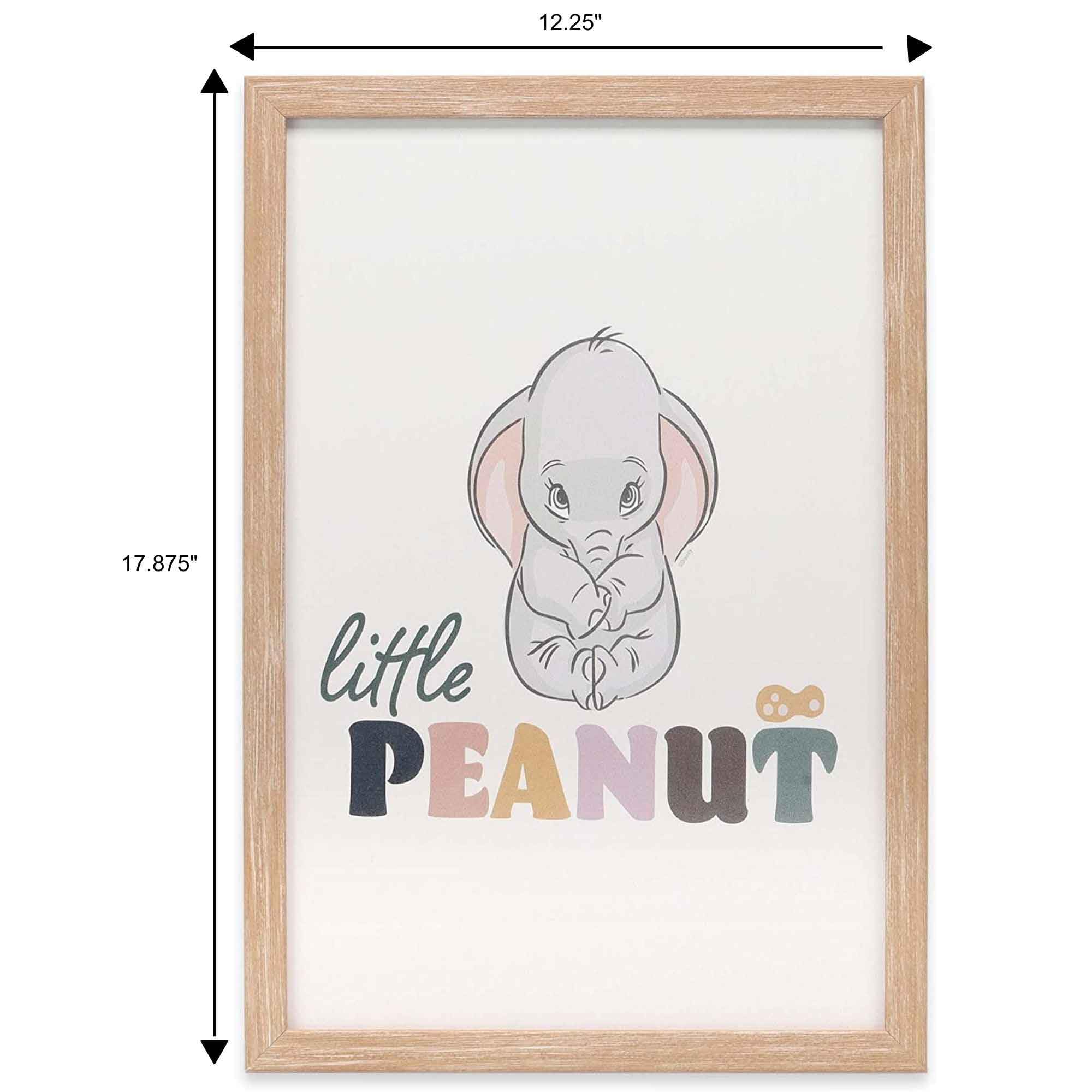 Disney Dumbo Little Peanut Framed Wood Wall Art - Cute Elephant Nursery Decor for Baby Room, Kids Bedroom & Playroom - Perfect Gift for Baby Showers & Birthday Parties
