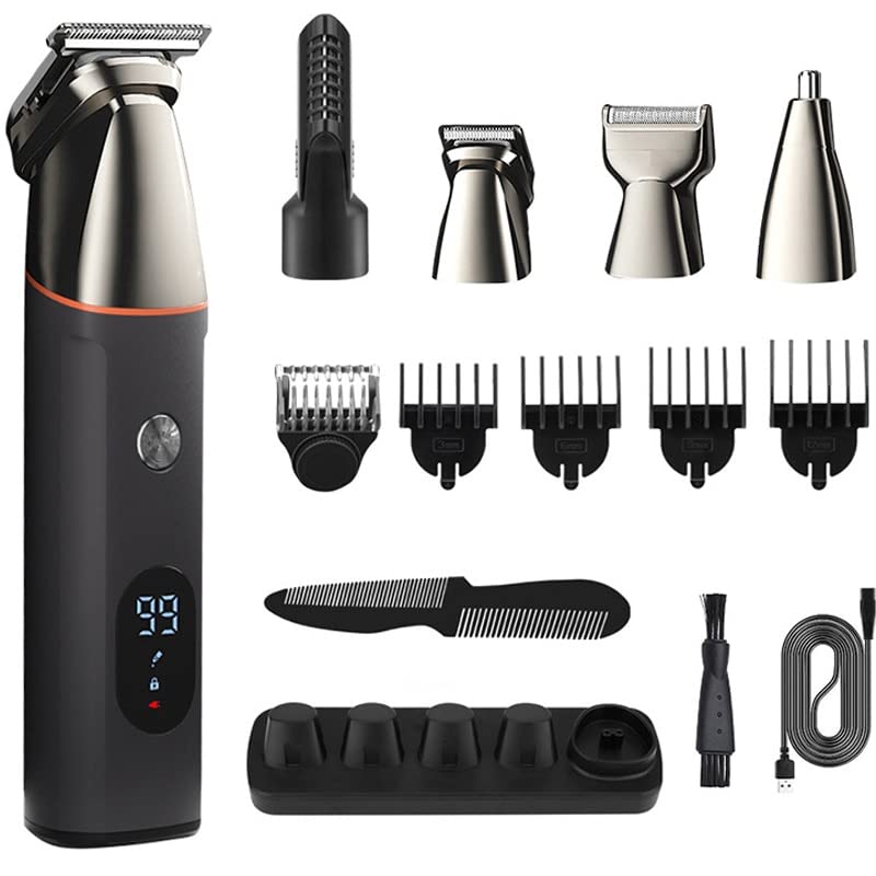 Professional Men's Hair Clippers Set - Cordless Electric Hair Trimmer with Nose & Body Grooming Attachments for Home Barbering & Personal Grooming | Perfect for DIY Haircuts, Beard Trimming & Full Body Care