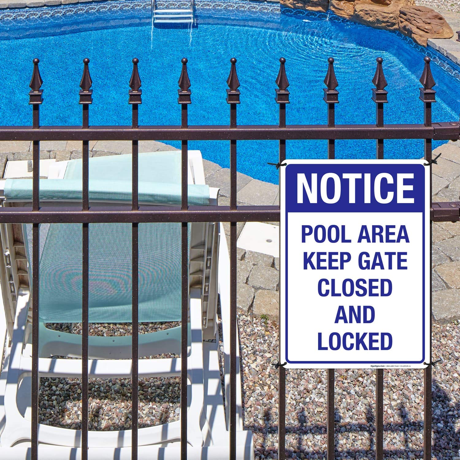 10x14 Inches Sigo Signs Pool Area Keep Gate Closed and Locked Sign, Rust-Free .040 Aluminum Fade-Resistant Pool Safety Sign, Made in USA, Perfect for Residential & Commercial Pools, Parks, and Community Centers
