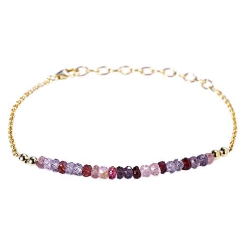 Precious-GEMS Spinel Bracelet for Women - Sterling Silver, Gold or Rose Gold Filled Gemstone Jewelry - Elegant Multi-Spinel Bracelet Perfect for Christmas Gifts, Anniversary, Birthday & Special Occasions