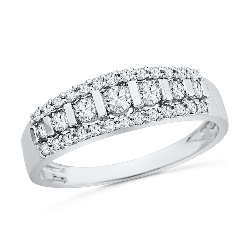 10KT White Gold White Diamond Anniversary Ring (1/2 CTTW) - Elegant Wedding Band for Women, Perfect for Anniversaries, Engagements & Special Occasions