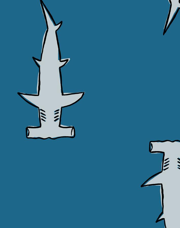 Hammerheads Wallpaper by Tea Collection in Cadet Blue - Perfect for Kids' Rooms, Nurseries, and Coastal-Themed Decor
