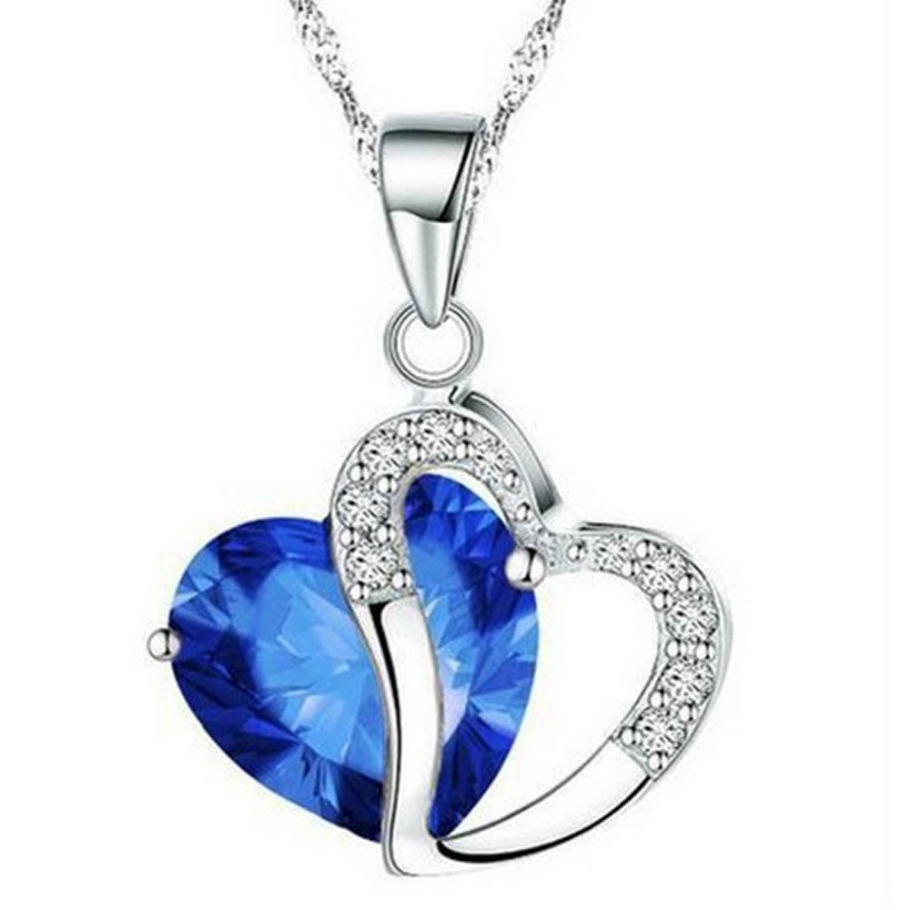 Elegant Heart Pendant Necklace for Women & Girls - Silver & Gold Chain with Rhinestones | Perfect for Valentine's Day, Prom, Party & Everyday Wear