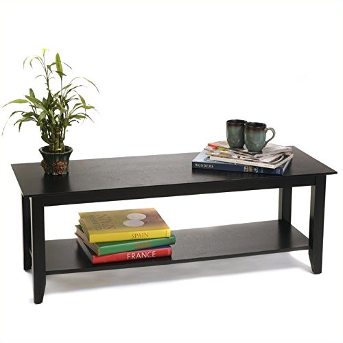 Pemberly Row Black Coffee Table - Modern Living Room Furniture for Small Spaces & Home Decor