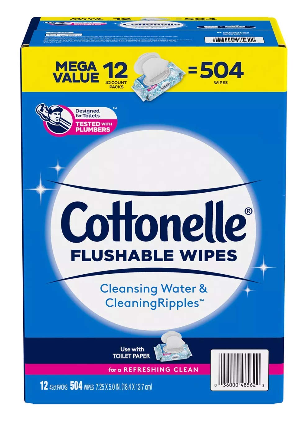 Cottonelle Fresh Care Flushable Cleansing Wipes - 504 Count | Gentle & Hygienic Personal Cleaning Cloths for Toilet Use, Travel & On-the-Go Convenience