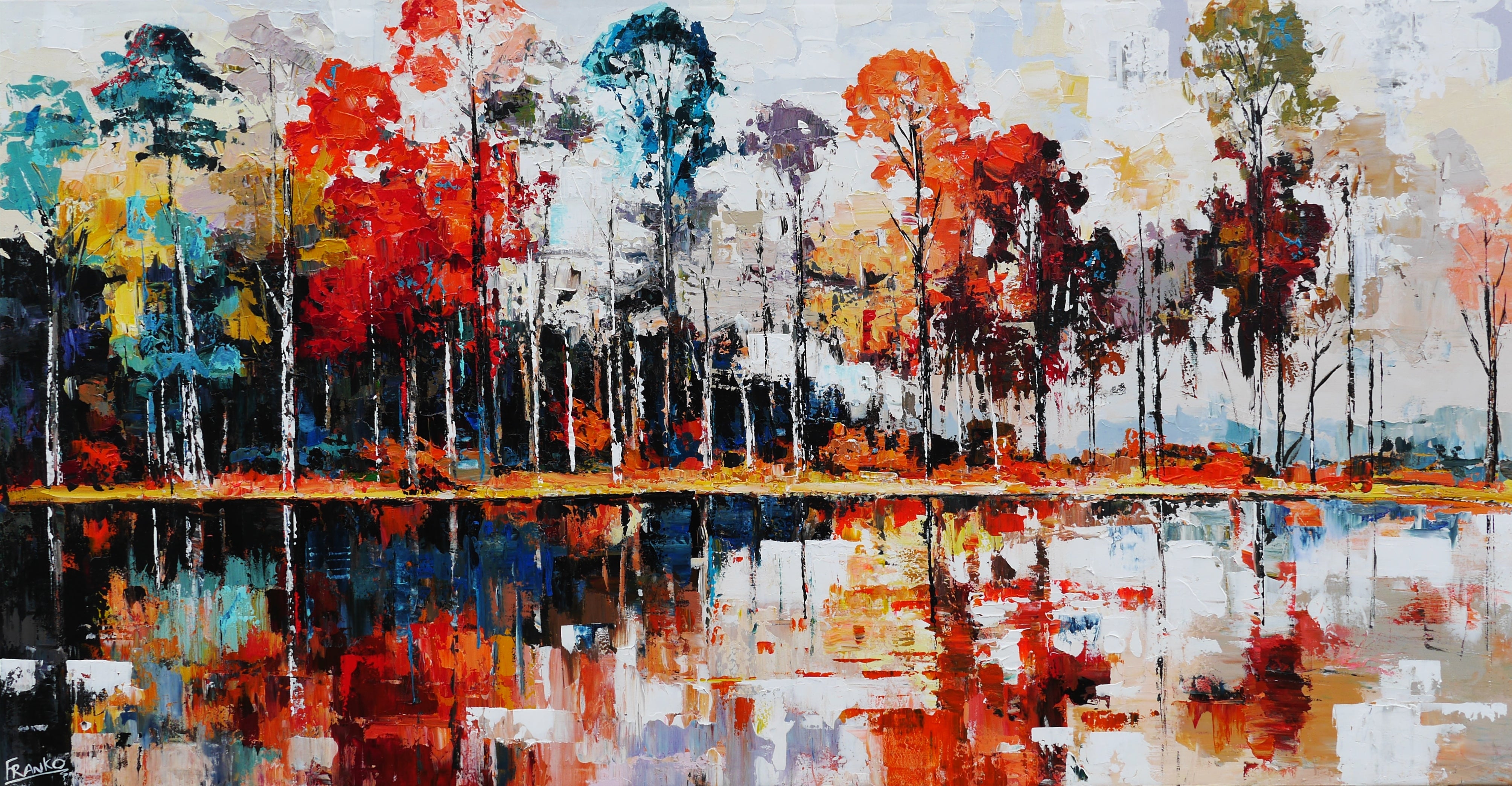 Lakeside 190cm x 100cm Abstract Realism Framed Textured Canvas Art Painting - Perfect for Living Room, Bedroom or Office Wall Decor