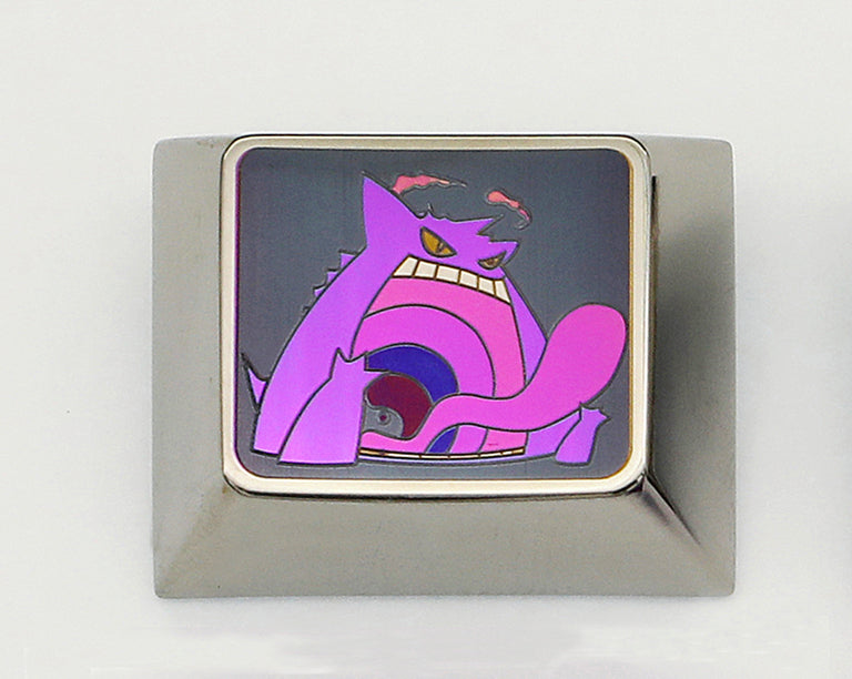 MegaGengar Colored Titanium Alloy Flat Carving Keycap - 1.25U Custom Mechanical Keyboard Key for Gaming & Typing (Relief Style Artisan Keycap) - Perfect for PC Gamers, Mechanical Keyboard Enthusiasts & Collectors