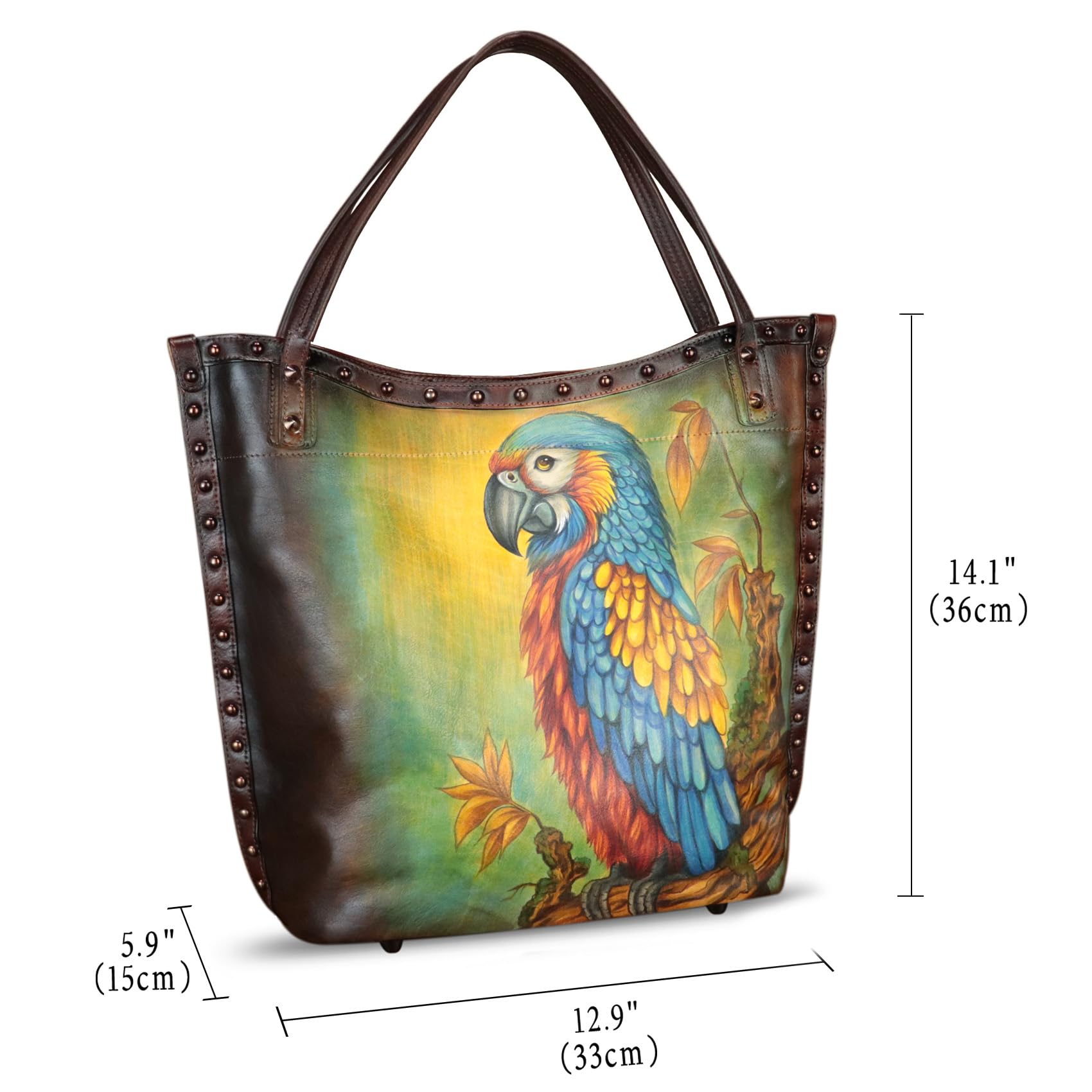 Handmade Genuine Leather Shoulder Bag for Women - Hand Painted Crossbody Purse, Work Tote & Casual Handbag | Perfect for Office, Travel & Everyday Use