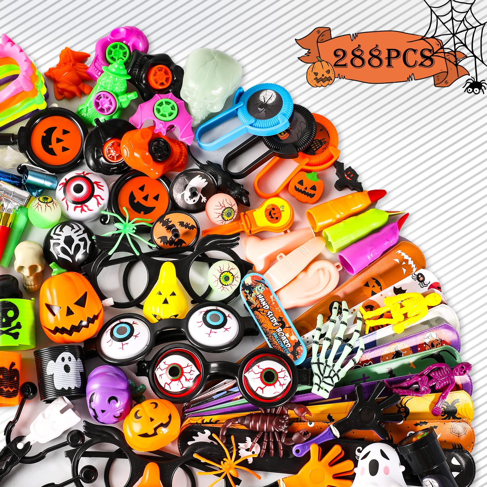 288 PCS Halloween Party Favors Bulk Assortment - Kids Trick-or-Treat Goodie Bags, Pinata Fillers, Classroom Prizes & School Rewards - Spooky Fun Toys for Halloween Parties & Events