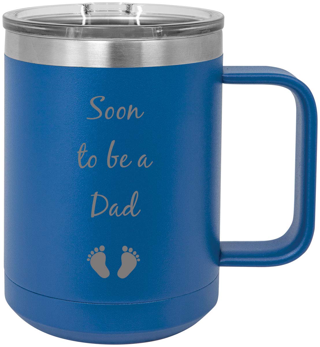 Announcement Coffee Mug for Soon-to-Be Dads - 15oz Stainless Steel Vacuum Insulated Travel Tumbler with Slider Lid, Blue - Perfect for Pregnancy Reveals, Baby Showers & New Dad Gifts