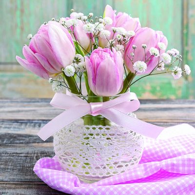 20 Pack Romantic Floral Bouquet Lunch Napkins - Elegant Floral Design for Wedding, Party, and Special Occasion Dining Decor