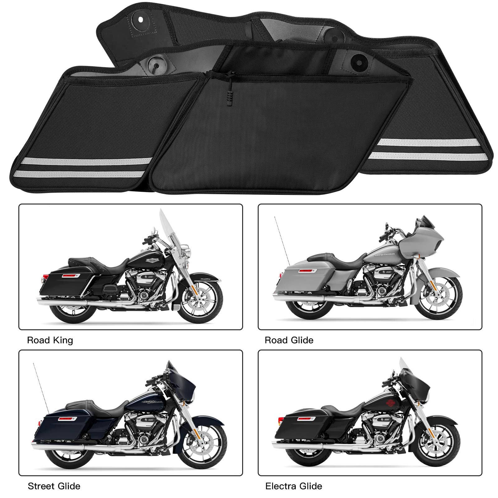 **SUNPIE Motorcycle Saddle Bags for Harley-Davidson Street Glide, Road King, Road Glide, Electra Glide (2014-2024) - 2-Pack Waterproof Luggage Organizers - Perfect for Long Rides & Travel Storage**
