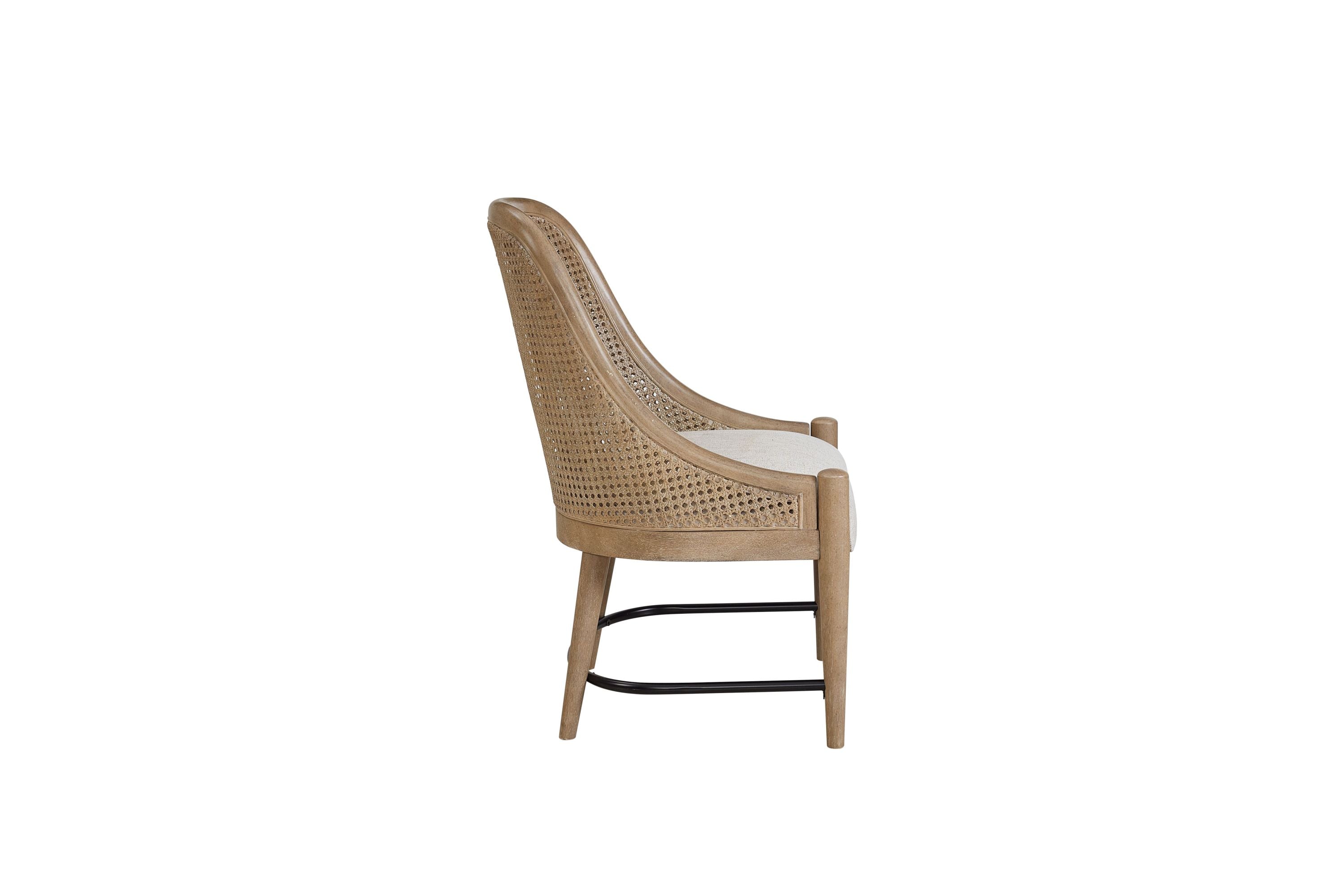 Sand-Colored Cane Backed Host Chairs Set of 2 - Elegant Dining Room Seating for Entertaining Guests