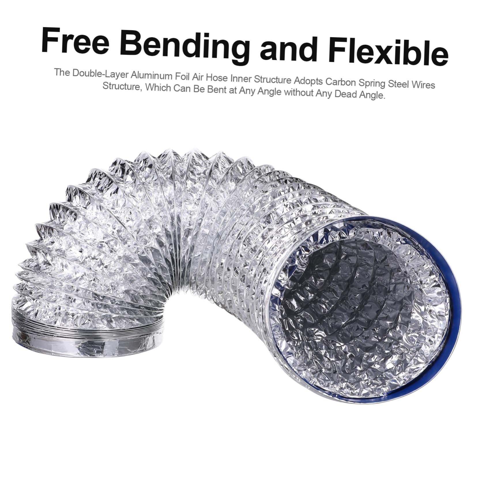 DOITOOL 1.5m Aluminum Flexible Air Duct Hose - 18cm Diameter AC Ventilation Kit for Extractor Fans, Range Hoods, Kitchen & Bathroom Exhaust - Durable & Lightweight for Home & Commercial Use