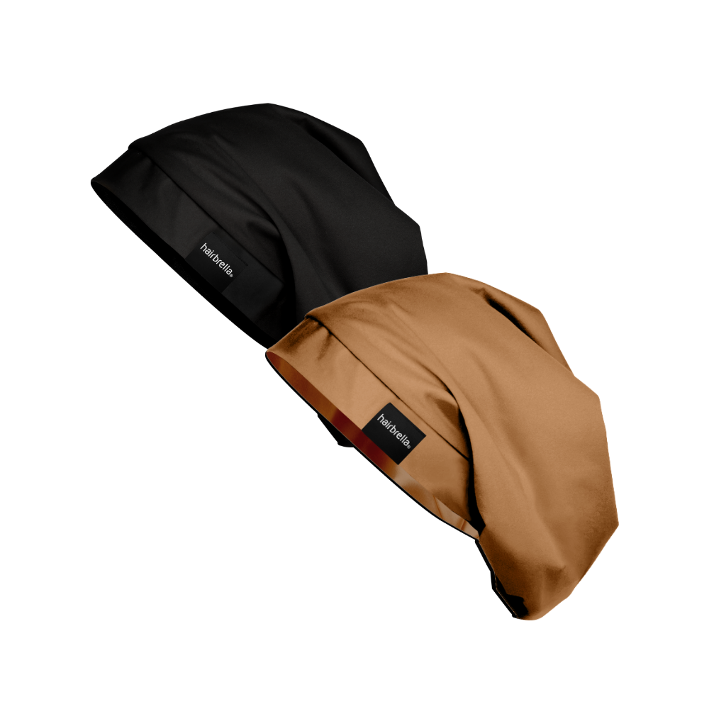 Hairbrella Satin Lined Sleep Cap for Curly & Natural Hair - 2 Pack Bundle | Soft & Breathable Night Cap for Hair Protection & Moisture Retention | Perfect for Bedtime, Travel & Salon Visits