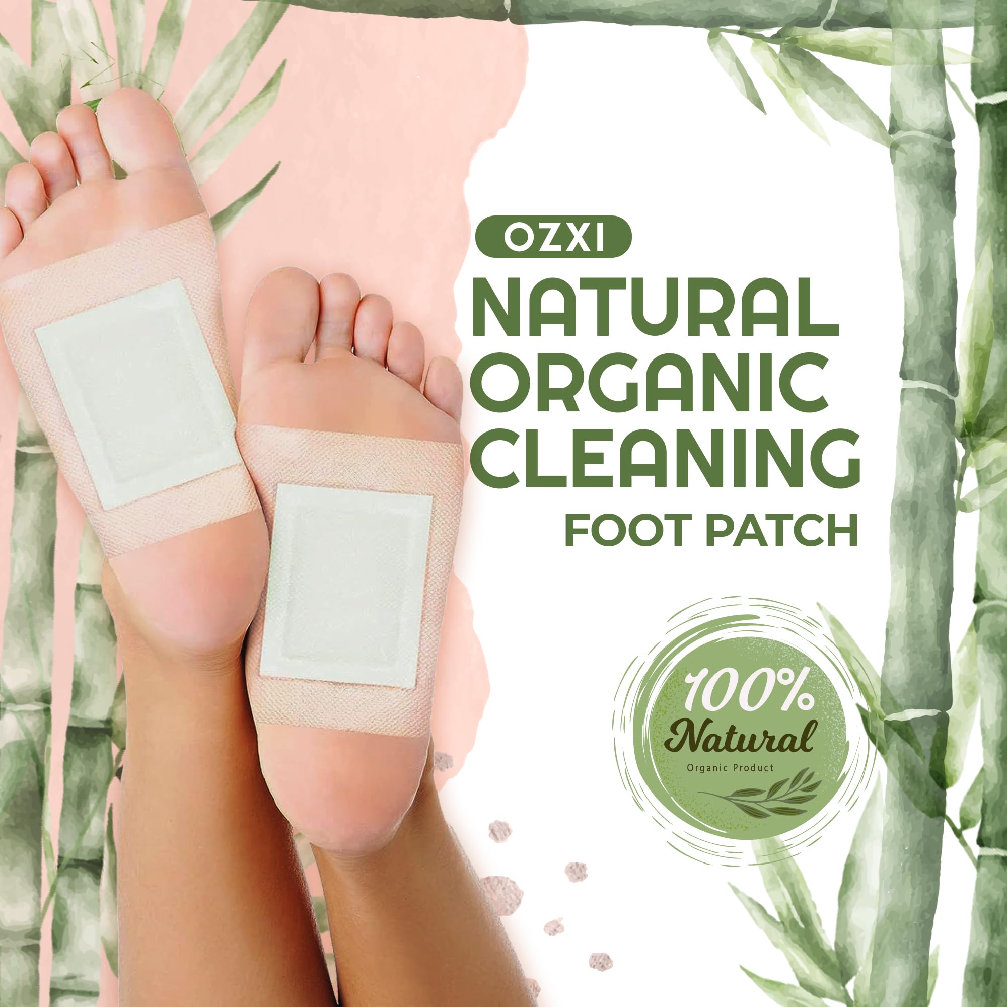 OZXI Natural Organic Foot Patches - Detox Cleansing & Pain Relief for Men & Women (10 Pack) | Stress Relief, Better Sleep, Foot Care for Relaxation at Home or Travel