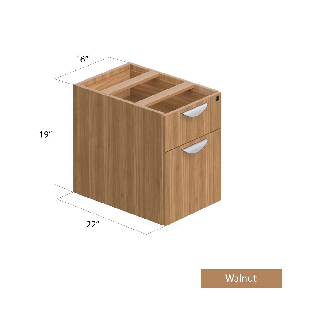 GOF Double 2 Person Workstation Cubicle (12'D x 7'W) - Office Partition & Room Divider with Walnut Pedestal - Perfect for Shared Workspaces & Open Office Layouts