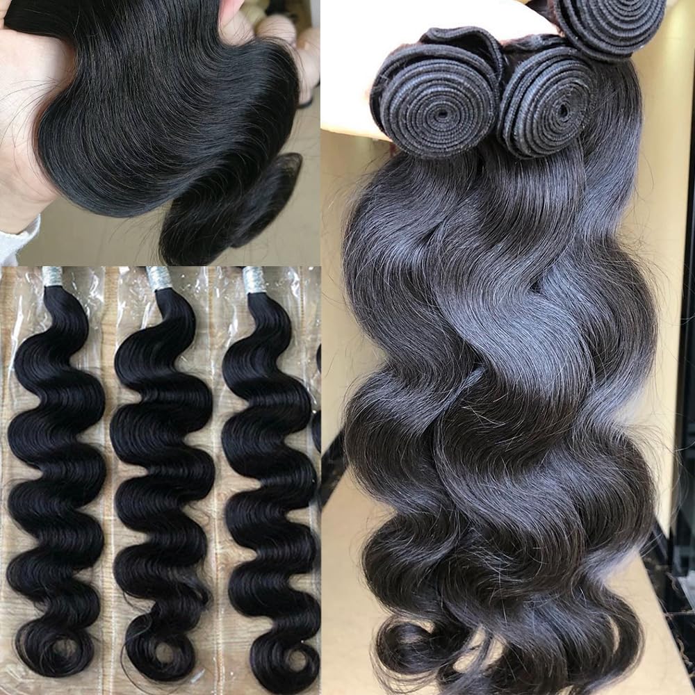 20 22 24 Inch Body Wave Human Hair Bundles - 100% Unprocessed Brazilian Virgin Hair Extensions with One-Directional Cuticles (3 Bundles) | Perfect for Weaving, Styling & Special Occasions