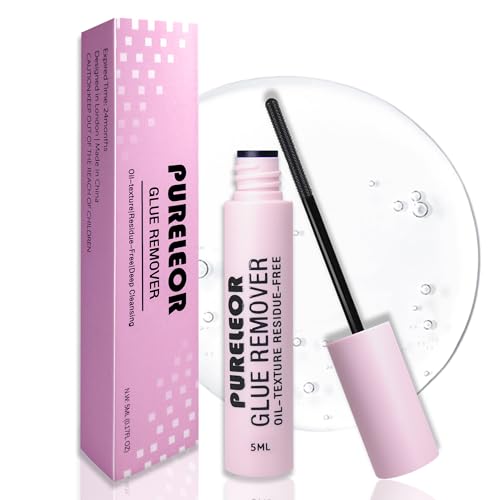 PURELEOR Oil-Based Lash Glue Remover for Cluster & DIY Eyelash Extensions - Gentle, Soothing, Non-Irritating Eye Cleanser & Lash Bond Remover (5ML) - Perfect for Home Lash Removal & Professional Salon Use