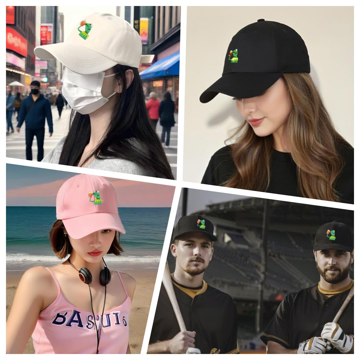 Kermit The Frog Sipping Tea Baseball Cap - Adjustable Unisex Trucker Hat for Outdoor Activities, Sports & Casual Wear